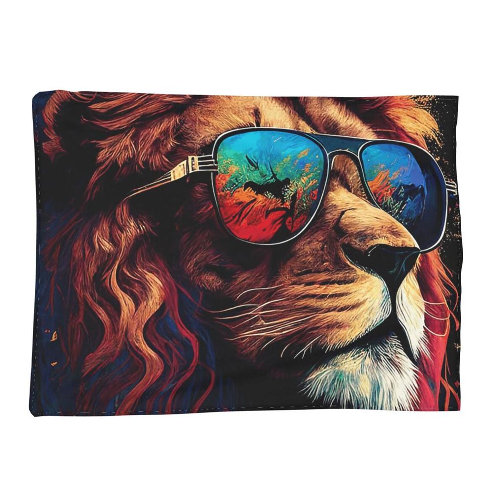 Lion Colourful Painting Blanket Soft Warm Flannel Throw Blanket Bedspread for Bed Living room Picnic Travel Home Sofa