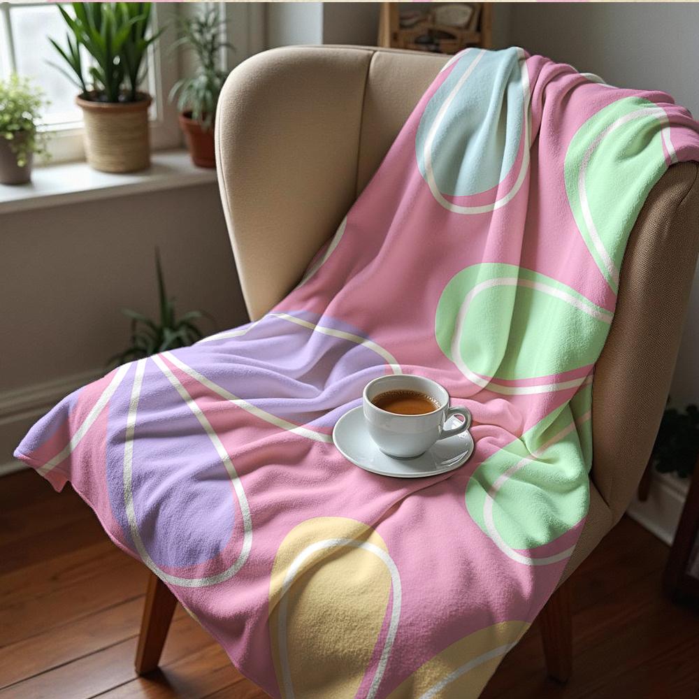 Pink Outline Cow Spots Soft Flannel Blanket Breathable Warm Throw for Office Car Sofa Kids Room Birthday Xmas Gift