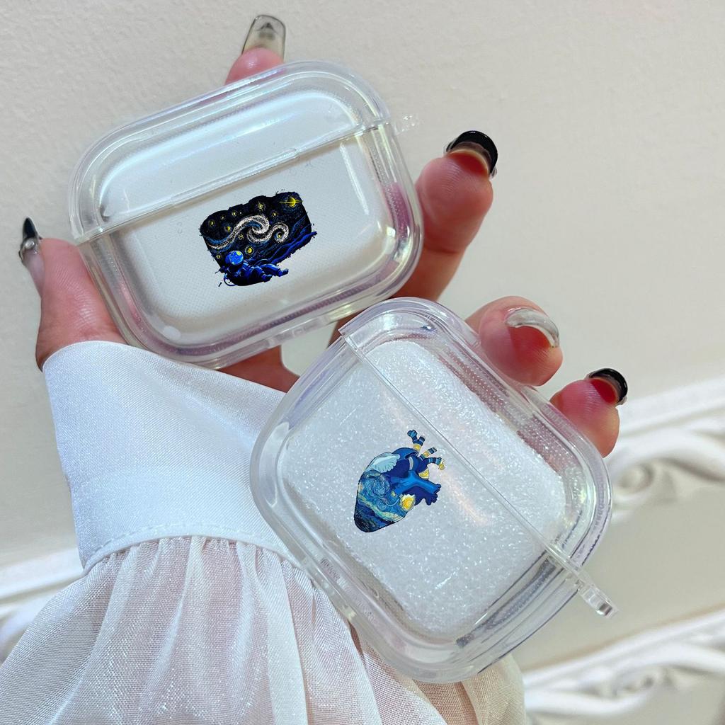 Case for Apple Airpods 2 1 Earphone Cases With Hook Art Aesthetic Vincent Van Gogh Starry For Airpod Pro 3 Pro2 Clear Covers