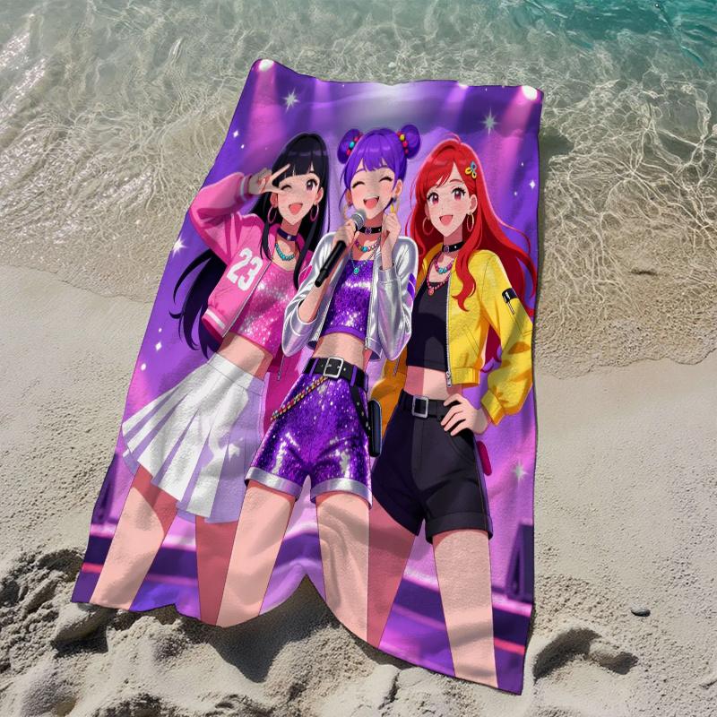 1pz Kawaii K-pop Idol Girl Group Telo da Spiaggia Microfibra Morbido Asciugatura Rapida Palestra Sportivo Asciugamano da Bagno per Bagno Nuoto Esterno