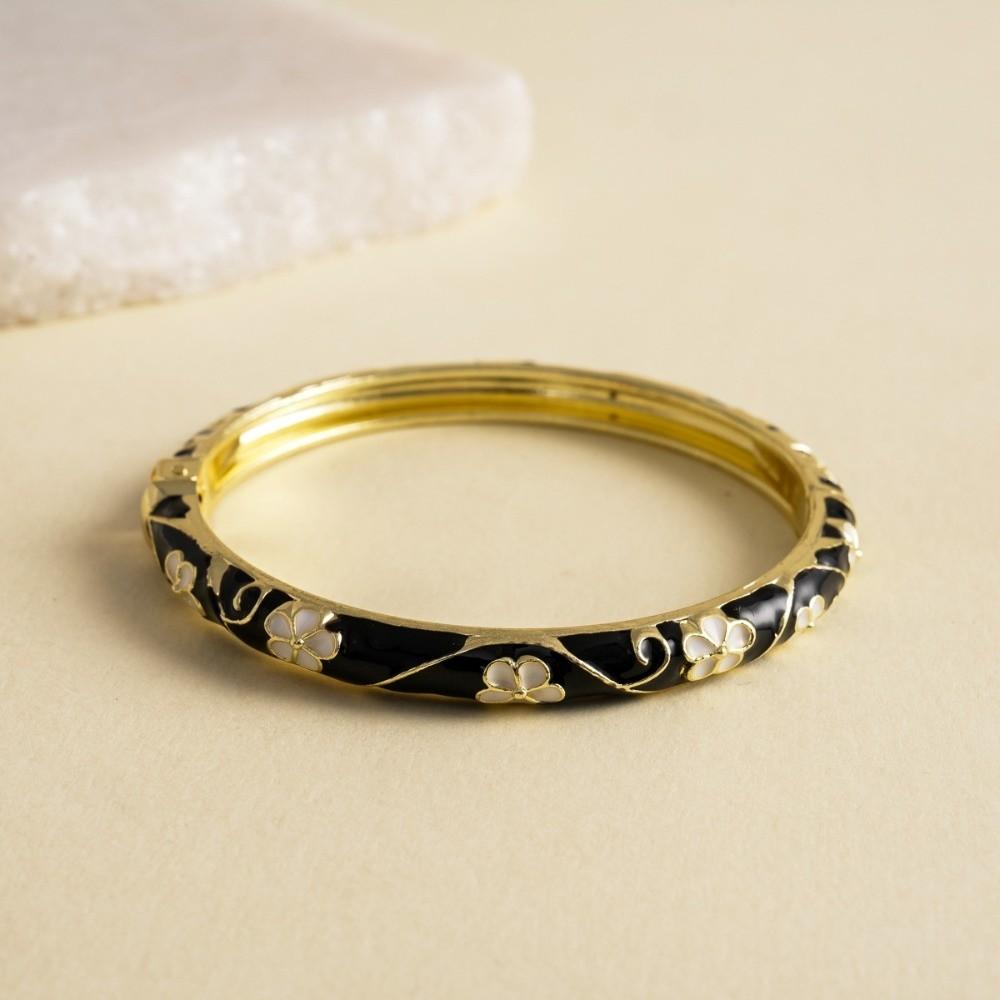 Enamel Flower Bangle Traditional Women's Hand Bracelet Vintage Cloisonne Bangle Jewelry Gifts