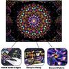 Amtoodopin Blacklight Mandala Tapestry UV Reactive Psychedelic Neon Tapestry Hippie Indian Bohemian Wall Tapestries Aesthetic Floral Tapestries Wall
