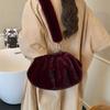 Yogodlns Fashionable Wrinkled Cloud Bag Soft Faux Fur Small Shoulder Bags for Women Winter Trend Handbags Crossbody Bag