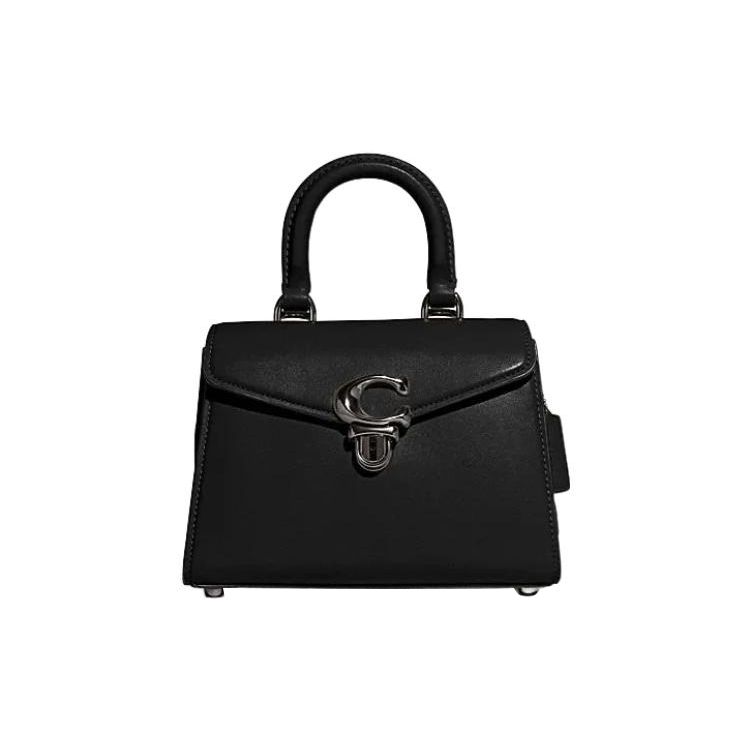 Coach Sammy 22 Solid Color Letter Logo Push Lock Closure Leather Satchel Crossbody Handbag Women Handbag Black CJ812-V5BLK