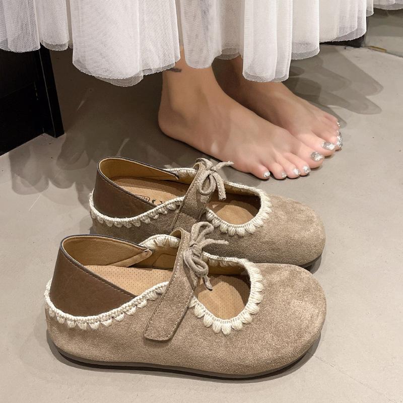 New Spring Leopard Print Mary Jane Shoes Women's Flat-soled Single Shoes Retro Versatile Casual Shoes Soft-soled Beanie Shoes Women
