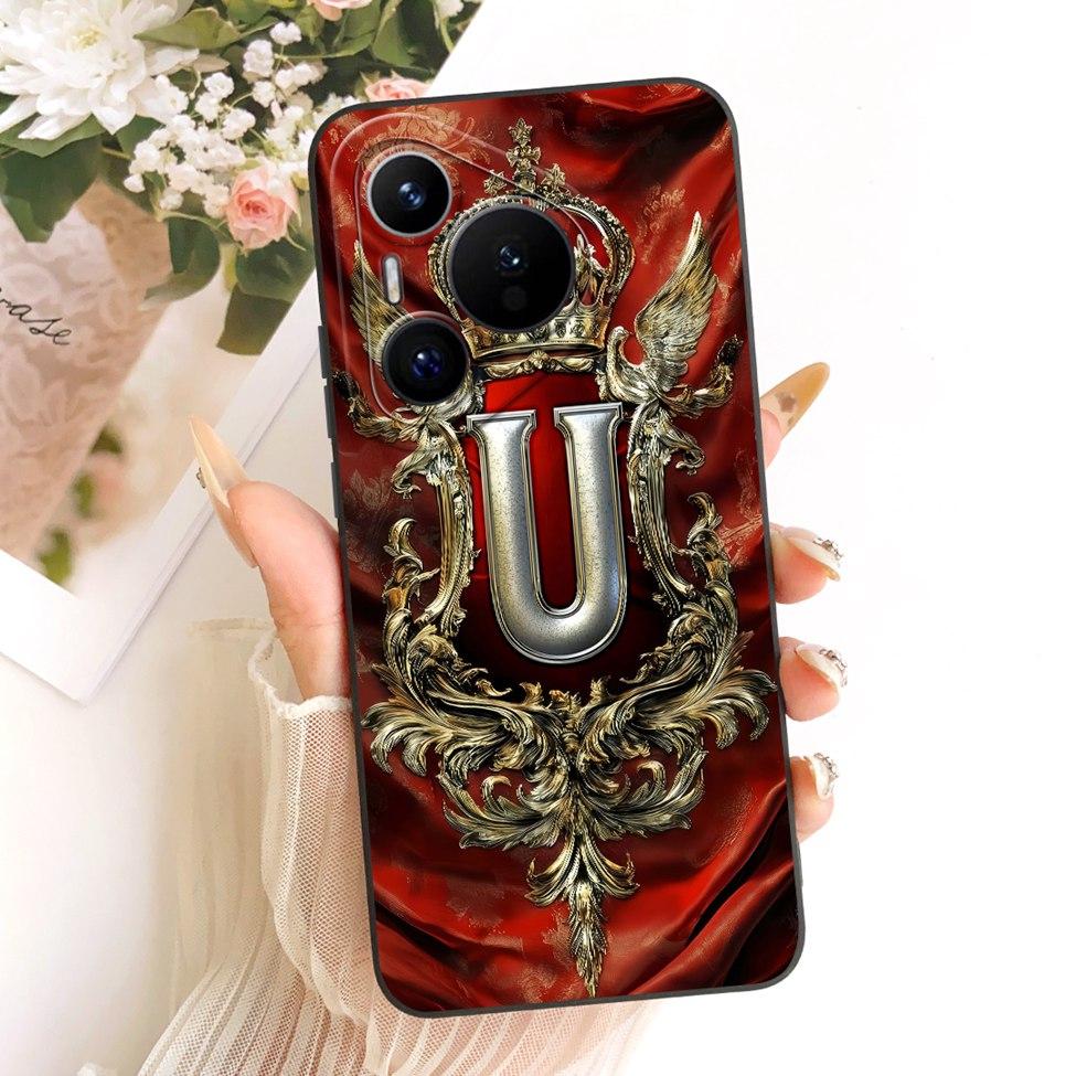 For Huawei Pura 70 Clear Case Aesthetic Luxury Crown Fashion A-Z Letters 2D Painted Soft Casing For Huawei ADY-LX9 ADY-AL00