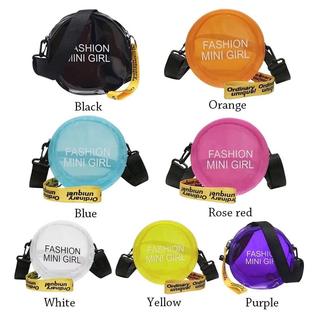 PVC Transparent Shoulder Bag Mini Round Toilet Bag Simple Vacation Beach Bag Girls