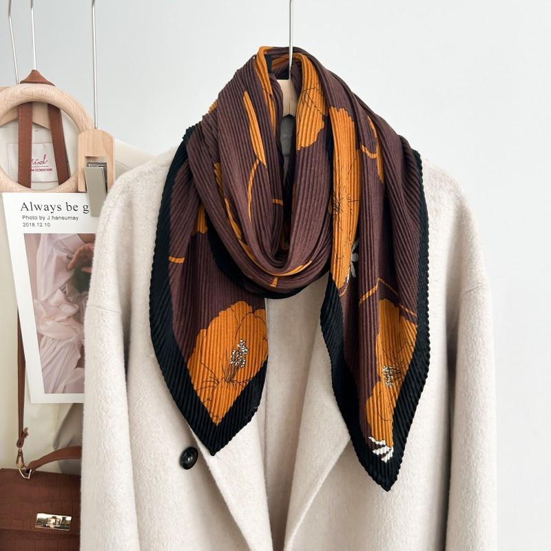 

Декоративный простой шелковый шарф с текстурой, женский новый стиль, весна-осень-лето, модный универсальный платок для работы 85*85cm