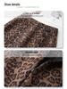 2024 Women's Khaki Suede Leopard Print Woolen Midi Skirt - New Autumn/Winter A-line Bodycon Design