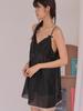 SORRY, TOO MUCH LOVE Ethereal Lace Bustier Sheer Dress_Black