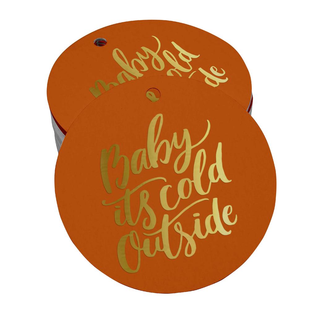 Inkdotpot Real Gold Foil Baby It's Cold Outside Baby Shower Tags Favor Hang Paper Tags 100
