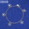 925 Sterling Silver Fashion Jewelry Four Leaf Clover Pendant Bracelet