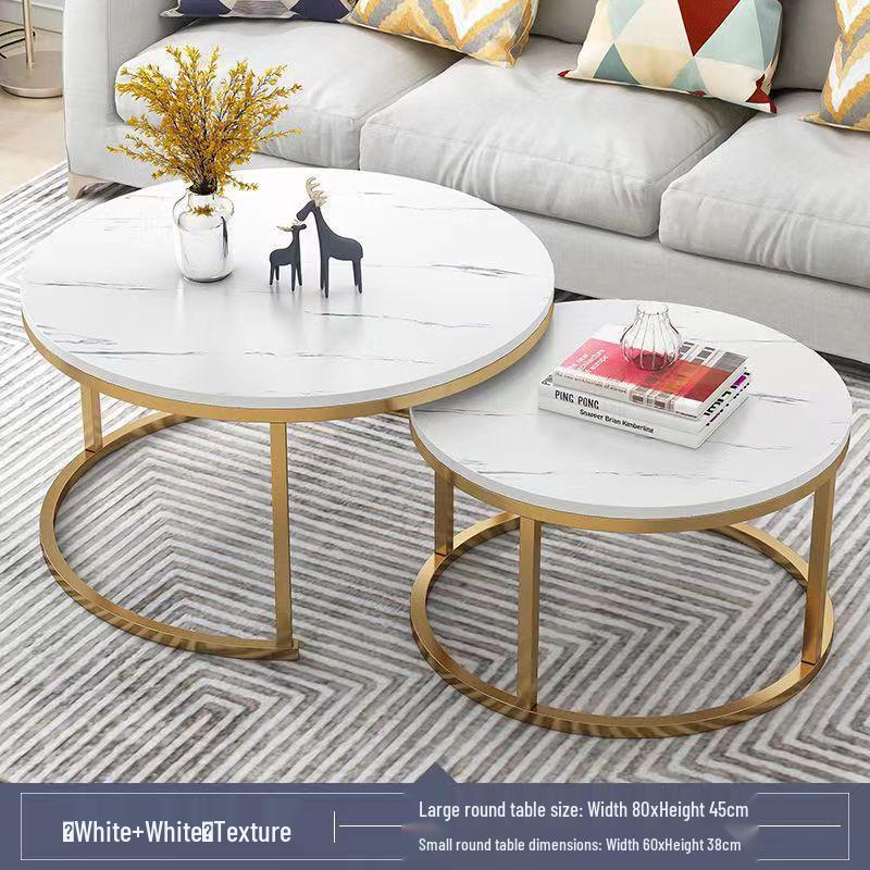 Modern Round Sintered Stone Coffee Table, 2026 Light Luxury Model for Small Apartments and Living Rooms.