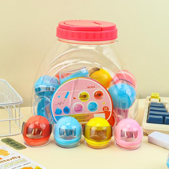 12Pcs Pencil Sharpener with Stainless Steel Blade Double Hole Pencil Sharpener for Thick Thin Pencils Creative Helmet Shape Fun Stationery Sharpener