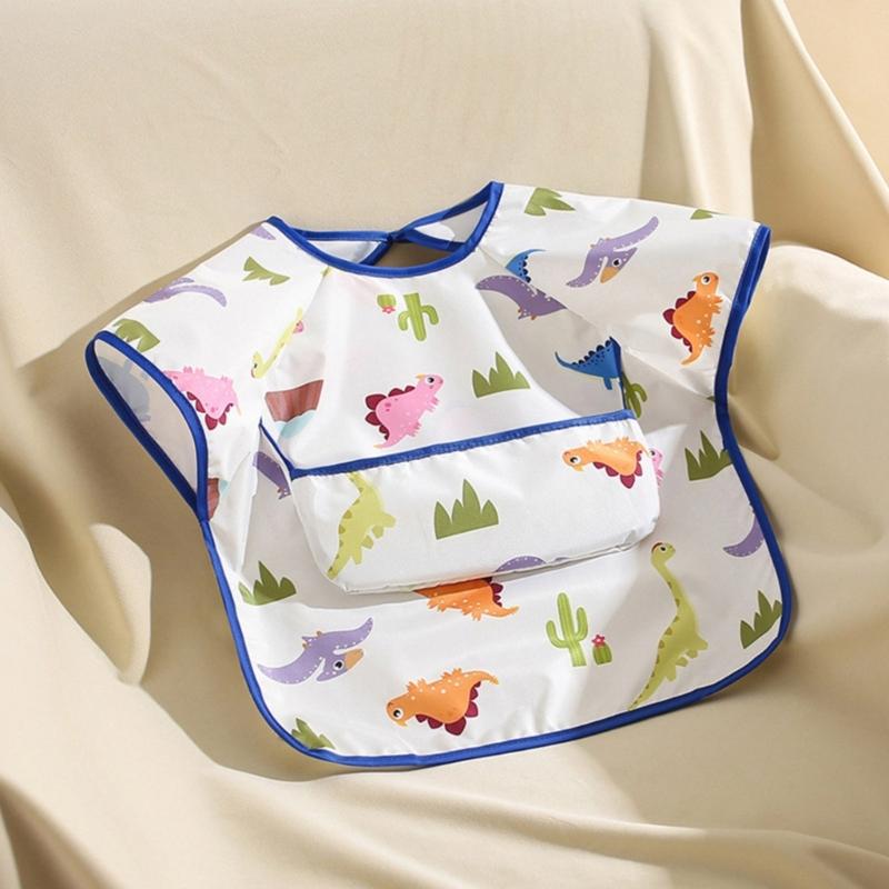 Adjustable Sleeveless Bib for Infants Baby Gentle On Skin Water Proofing Fabric Foof Catcher Pocket Design for Nursing