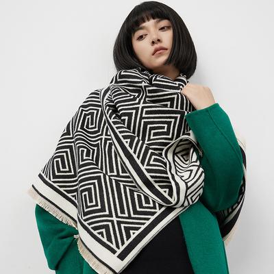 Sciarpa Moda Calda a Strisce Minimalista Versatile Versione Coreana per Donna Sciarpa da Studente Sciarpa Ispessita