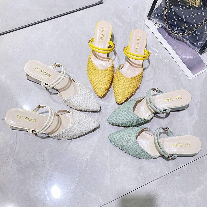Damen Sandalen & Pantoletten mit spitzer Zehenpartie und Blockabsatz - Vielseitiger koreanischer Stil