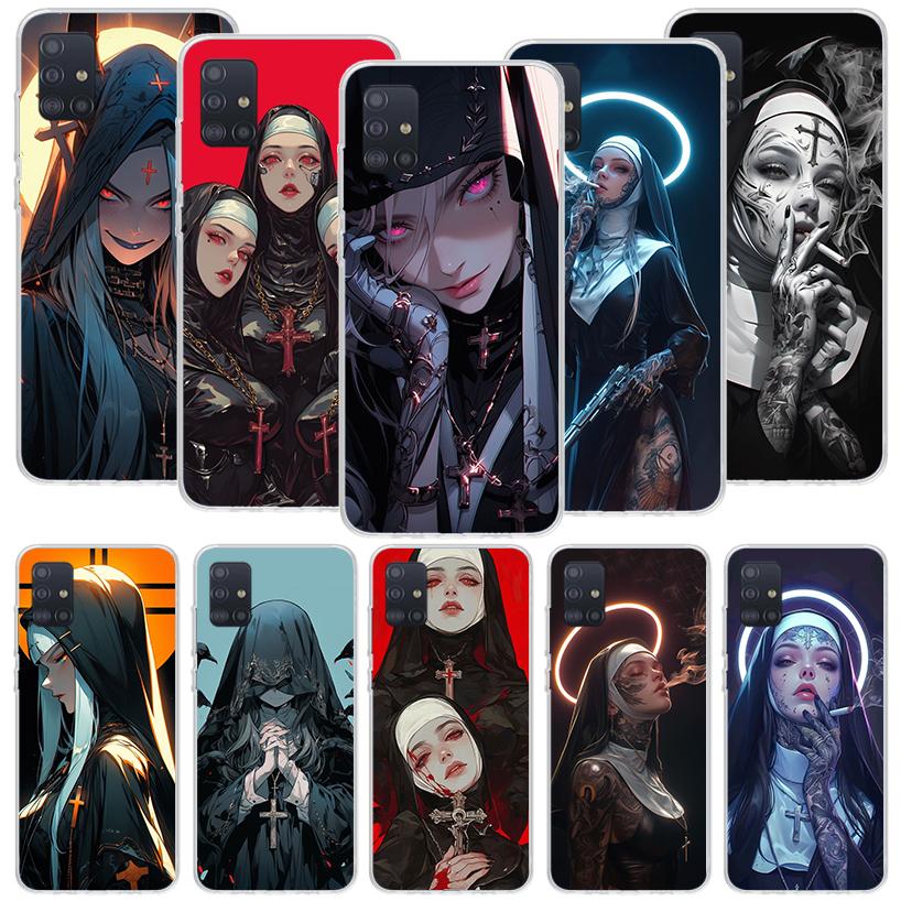 Dark Demon Nun Phone Case for Samsung Galaxy A52 A51 A50S A12 A22 A32 A72 A10S A30S A31 A71 Note 20 Ultra 10 Plus S10 Galaxy A52