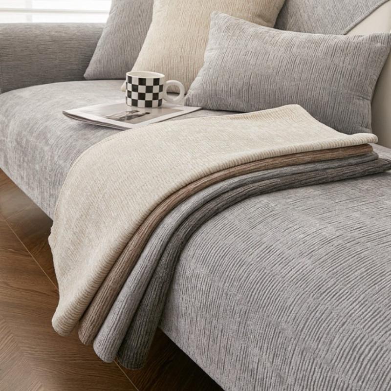 Solid Color Minimalist Sofa Cushion Chenille Cushions Backrest Cover Sofas Towel Cloth Dust Anti Slip Protective Seat Mat