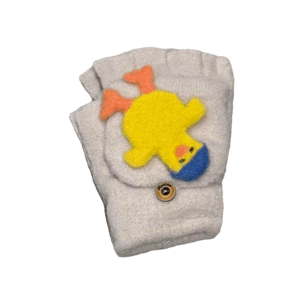 

Flip Plush Gloves Cartoon Winter Mittens Fashion Half Finger Gloves Female/Girls хакі