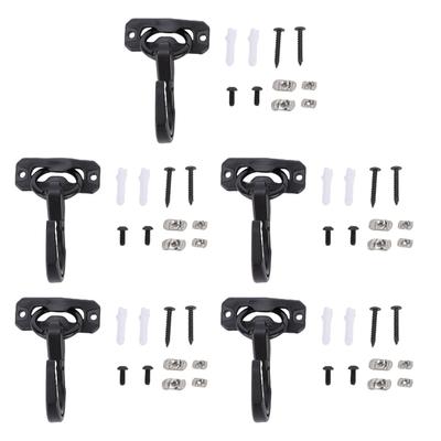 5 Pcs Curved Hook Fasteners Alloy Heavy Duty Multifunctional Arc Hooks for Outdoor with Screws Black