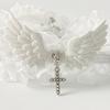 Lace Angel Wing Necklace Rhinestone Cross Lolita Necklace Black White Y2K Necklace  Vintage Punk