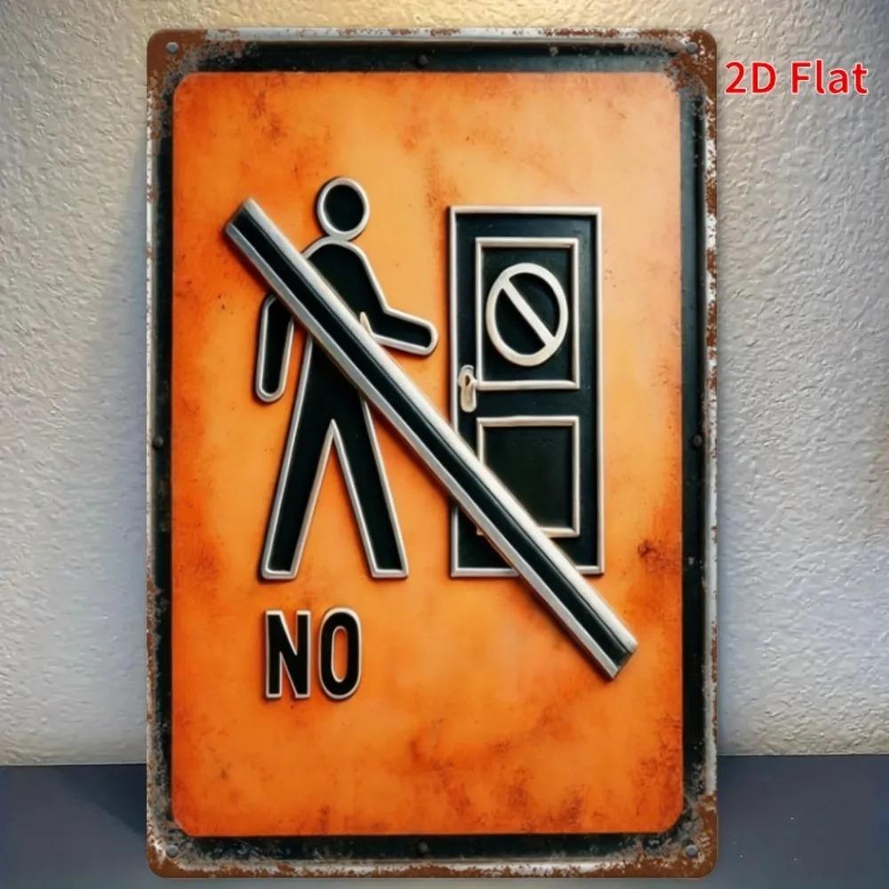 Vintage Metal Sign No Entry Retro Bar Wall Art Cafe Decor Rustic Cottage Garden Outdoor Plaque 20x30 cm
