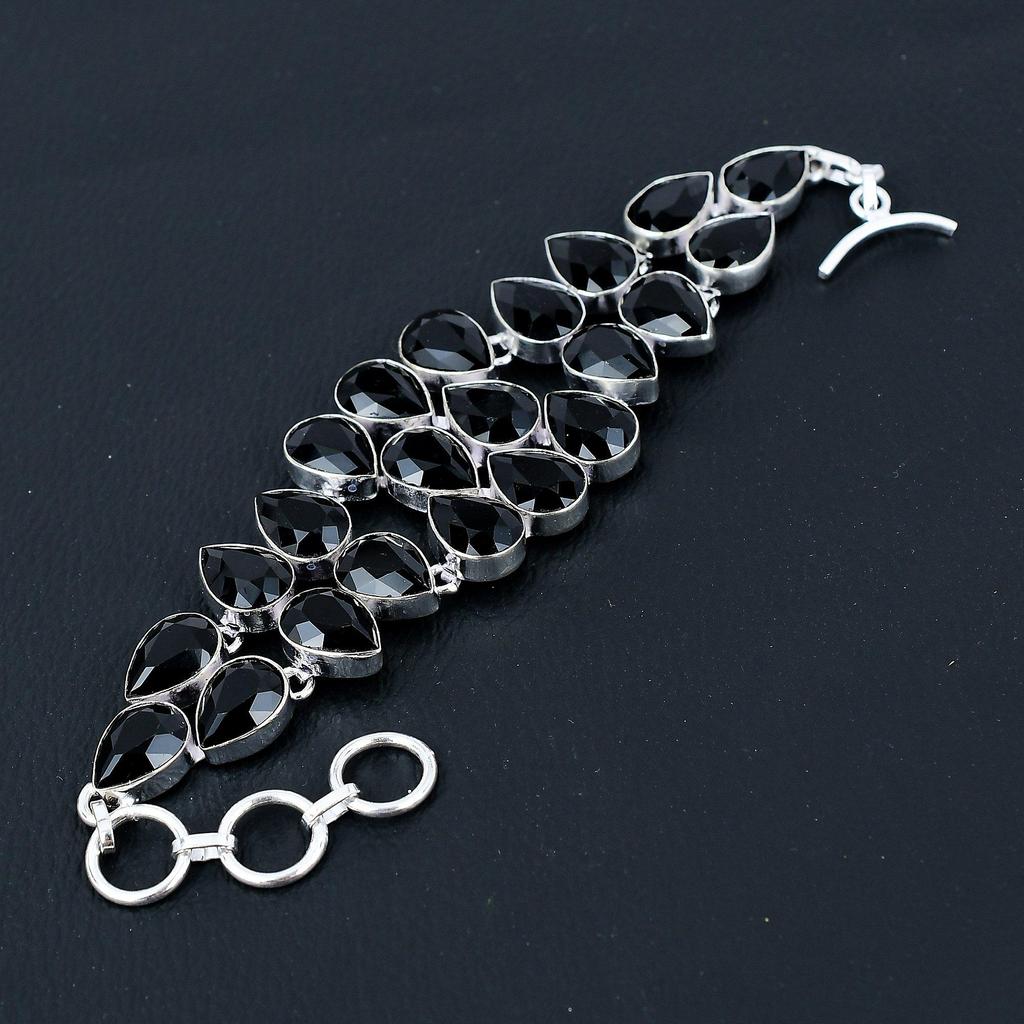 Black Spinel Gemstone Handmade 925 Sterling Silver Bracelet, Silver Bracelet, Black Spinel Bracelet For Women, Unisex Bracelet For Gifts