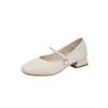 Super soft leather low heel square head nude Mary Jane shoes cheongsam single shoes work leather shoes commuter women's shoes