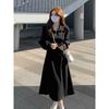 High-end Long Fleece Sweater Dress for Women's Autumn and Winter Large Size Fat Mm Thin Black Temperament with Bottom Skirt