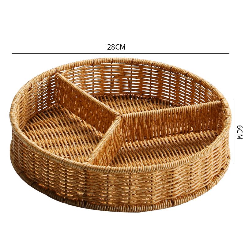 Imitation Rattan Storage Basket Fruit Basket Snack Tray Refreshment Tray Candy Box Dried Fruit Plate Fruit Plate Storage Box