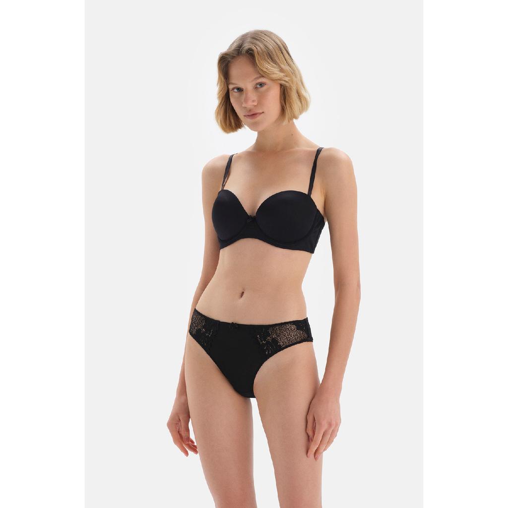 Schwarzer trägerloser Push-up-BH „Athena“.