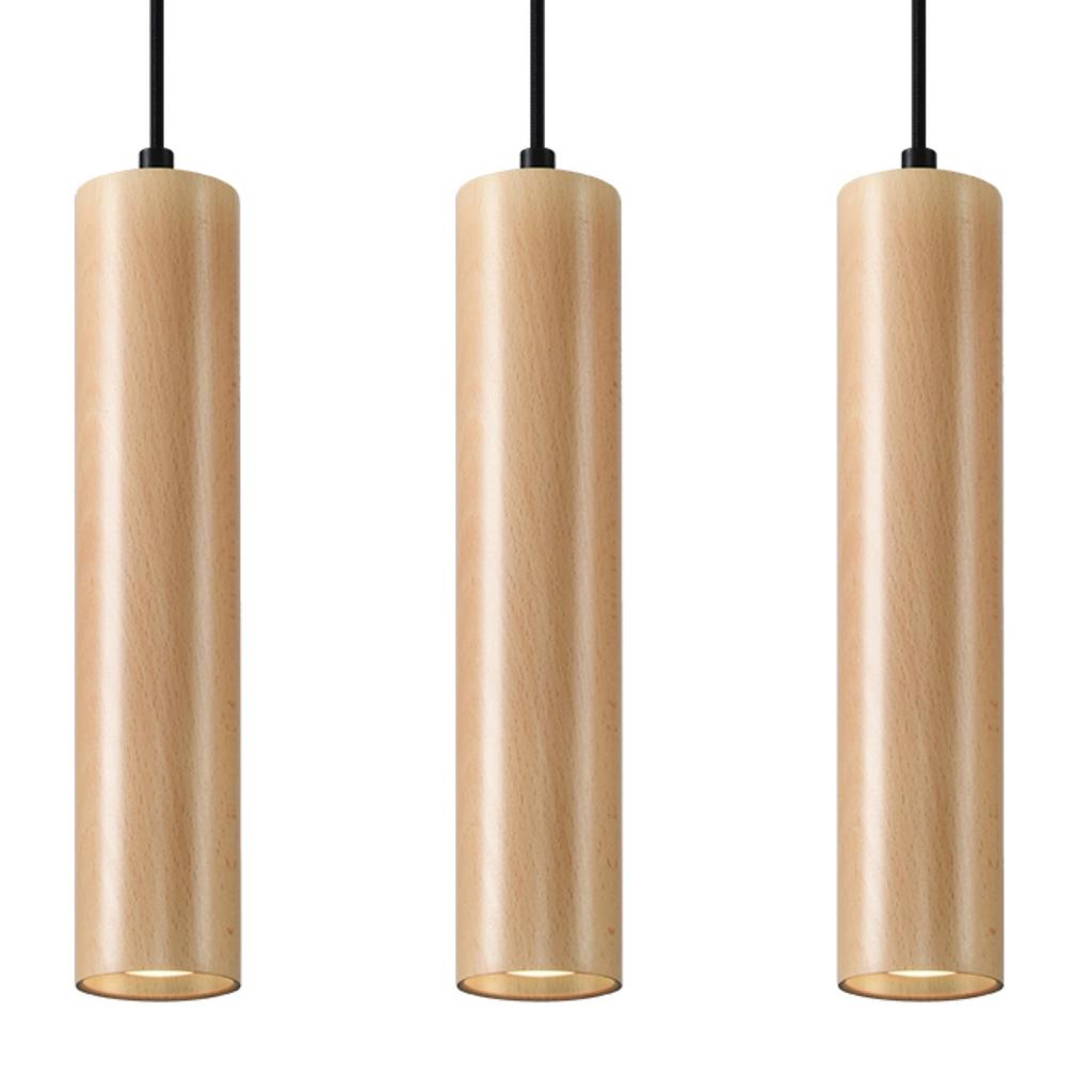 Lampa Wisząca Lino 3 Gu10 Naturalne Drewno Wood Sollux Sl.0638