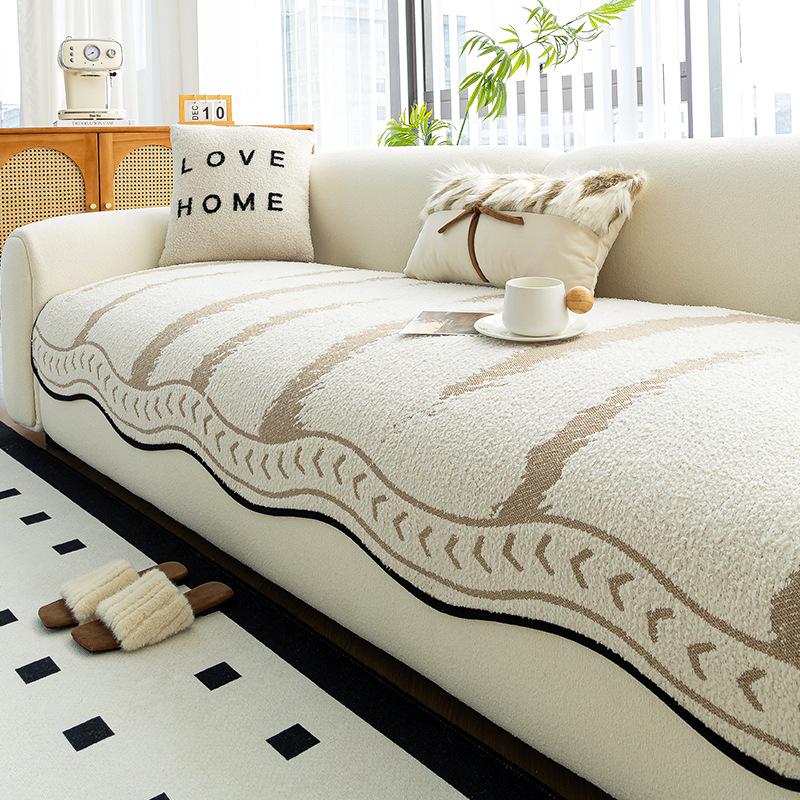 

Simple and modern irregular sofa seat cushion half fleece thickened warm and non-slip seat cushion special-shaped sofa cover cloth towel 70*70cm