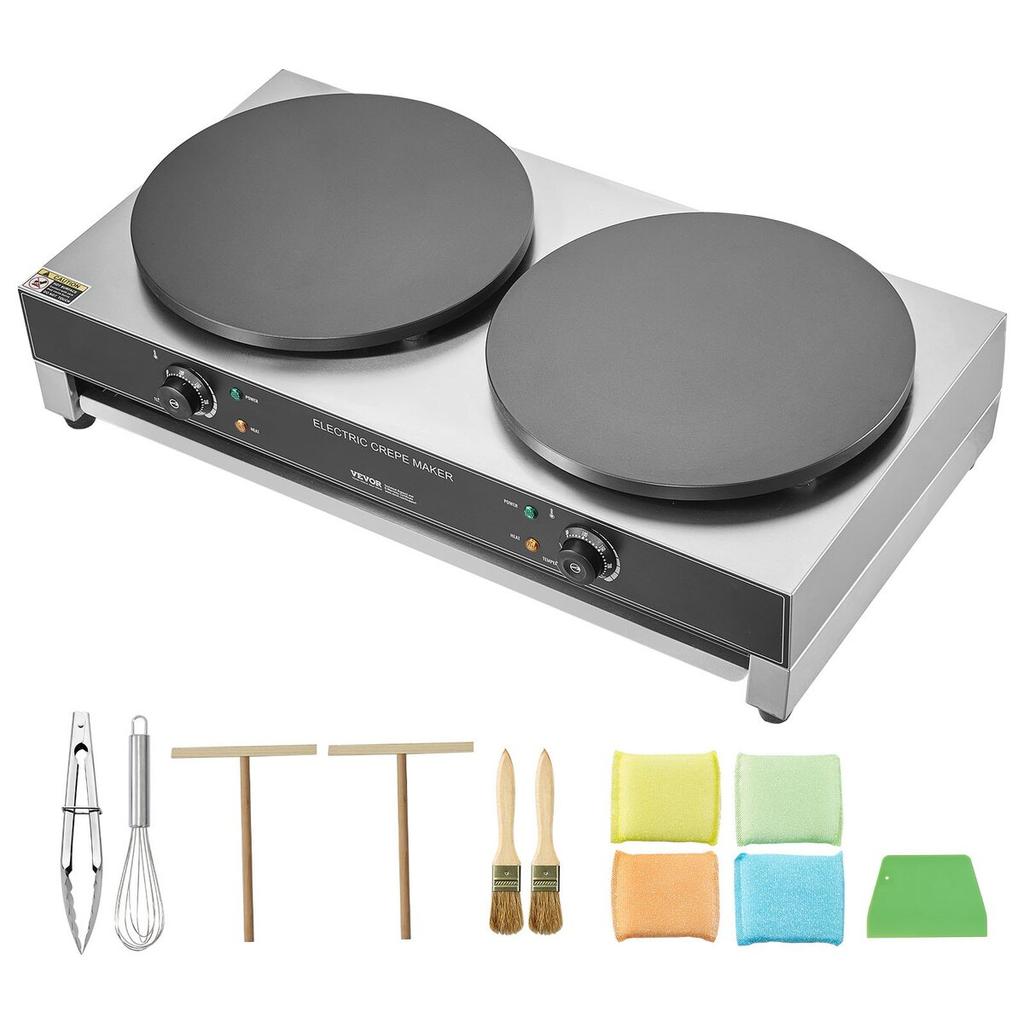 16-Inch Electric Crepe Maker Commercial Crepe Machine 6000W Double Head