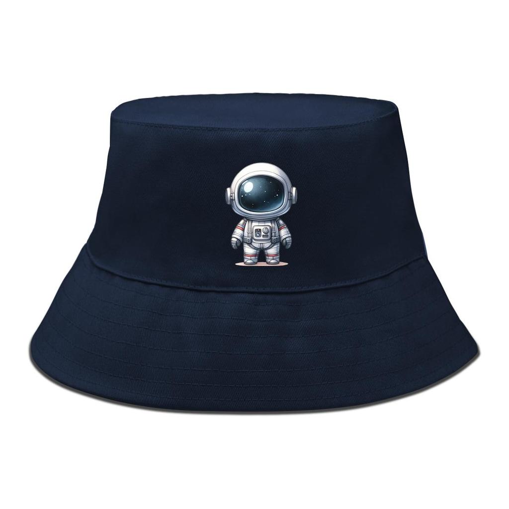 Little Astronaut Print Bucket Hat , Men's Hat Wide Brim Simple Reversible Beach Cap