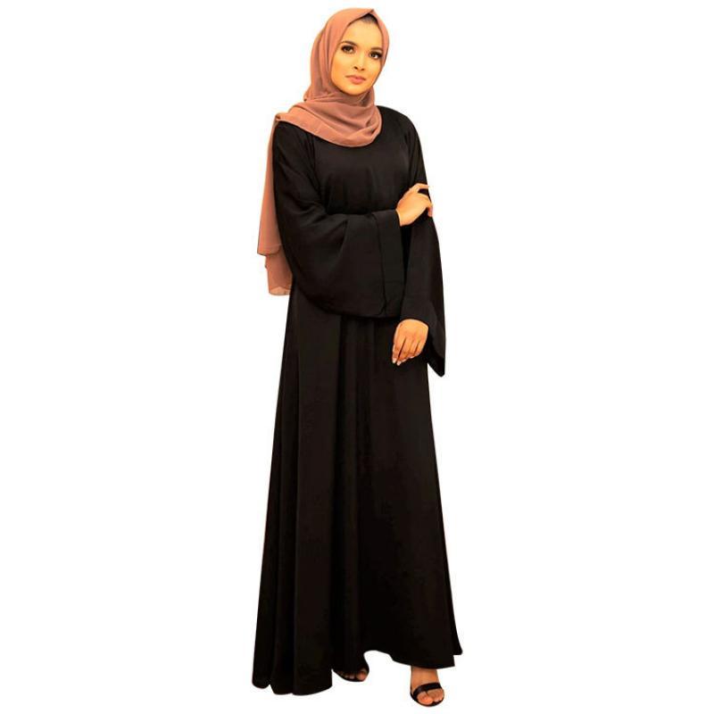 Abaya Women Muslim Long Dress Kaftan Solid Loose Plus Size Middle East Gown Jubah Baju Muslim Baju Raya [excluding Headband]