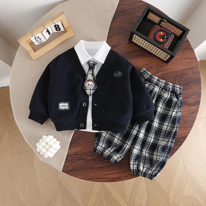 2025 Autumn/Winter Kids' Three-Piece Back-to-School Cardigan Set