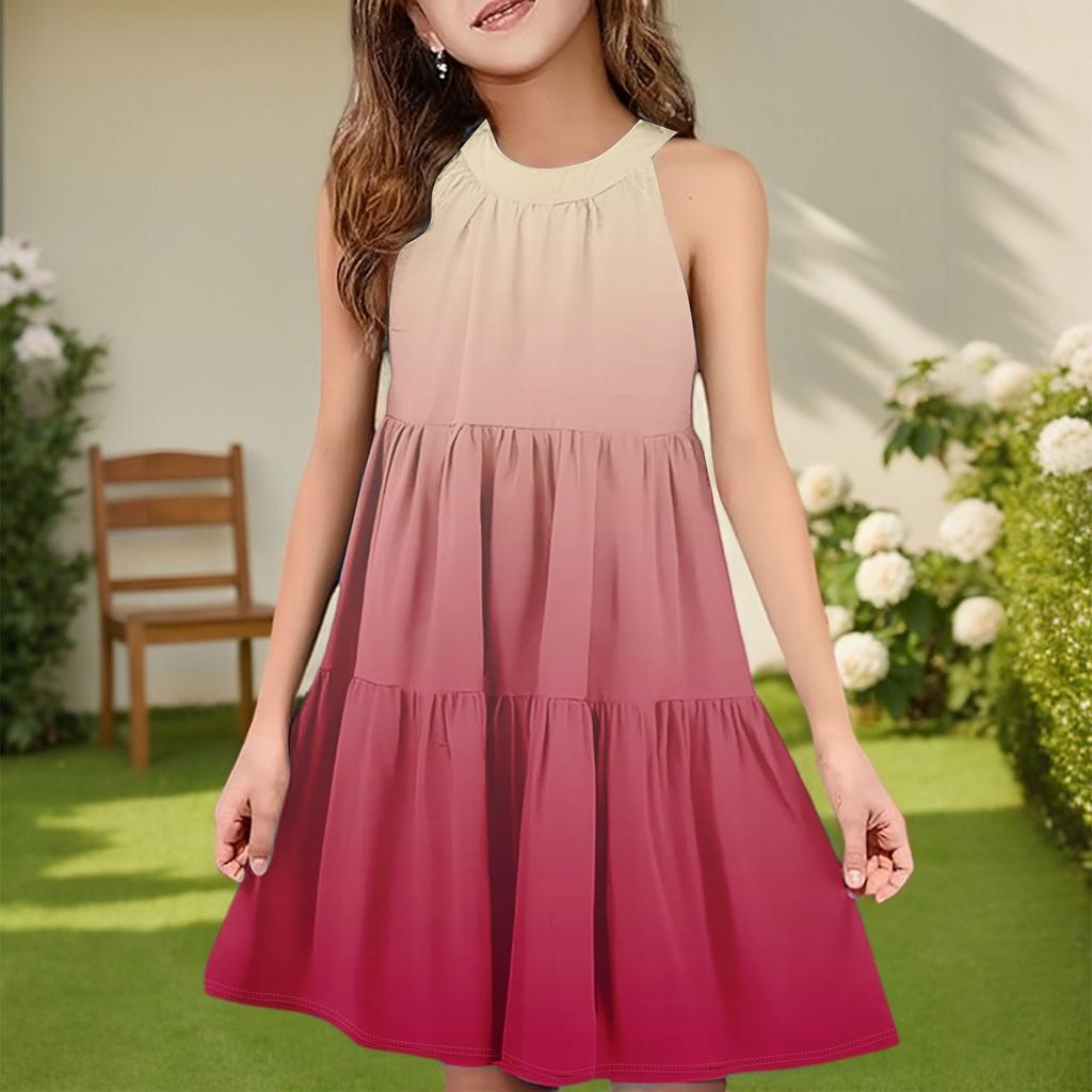 Children's Summer Casual Fashion Round Neck Sleeveless  Dress