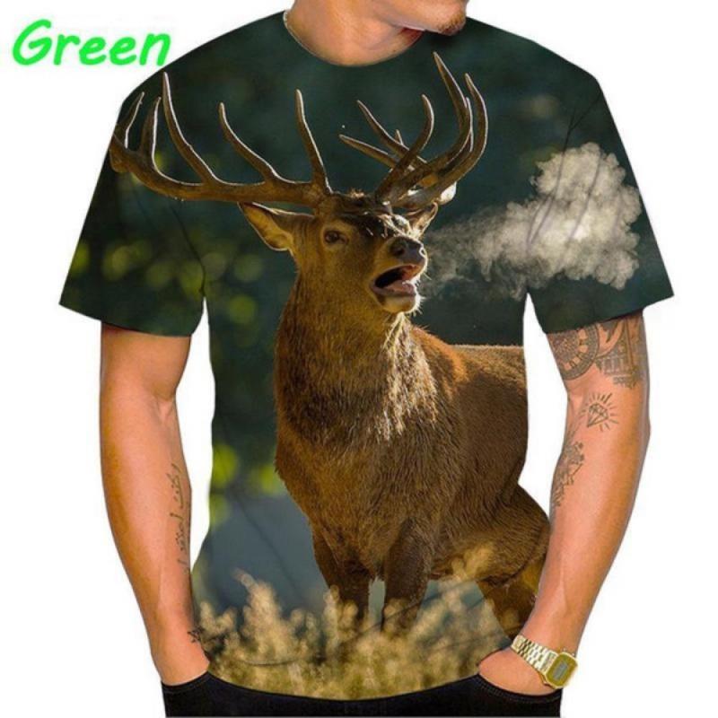 Nové tričko Deer s 3D potiskem Pánská móda Funny Street Hip-hop Harajuku Cool tričko