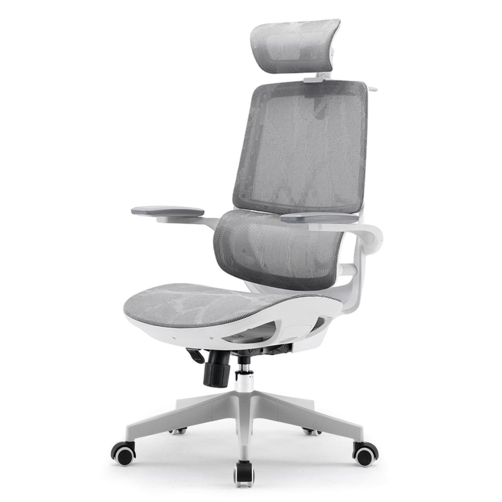SIHOO M59AS Office Chair Desk Chair 3D Armrest 3D Headrest Automatic Adaptive Lumbar Support Rocking M59AS Flip-up Approx. 120° (Gray)