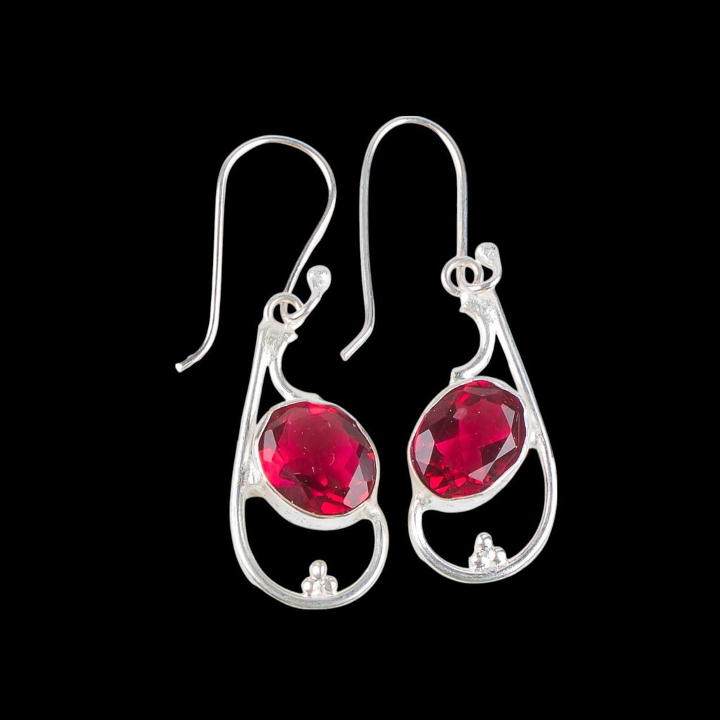Pink Rubellite Gemstone 925 Sterling Silver Jewelry Handcrafted Earrings 1.60" EE-49-10