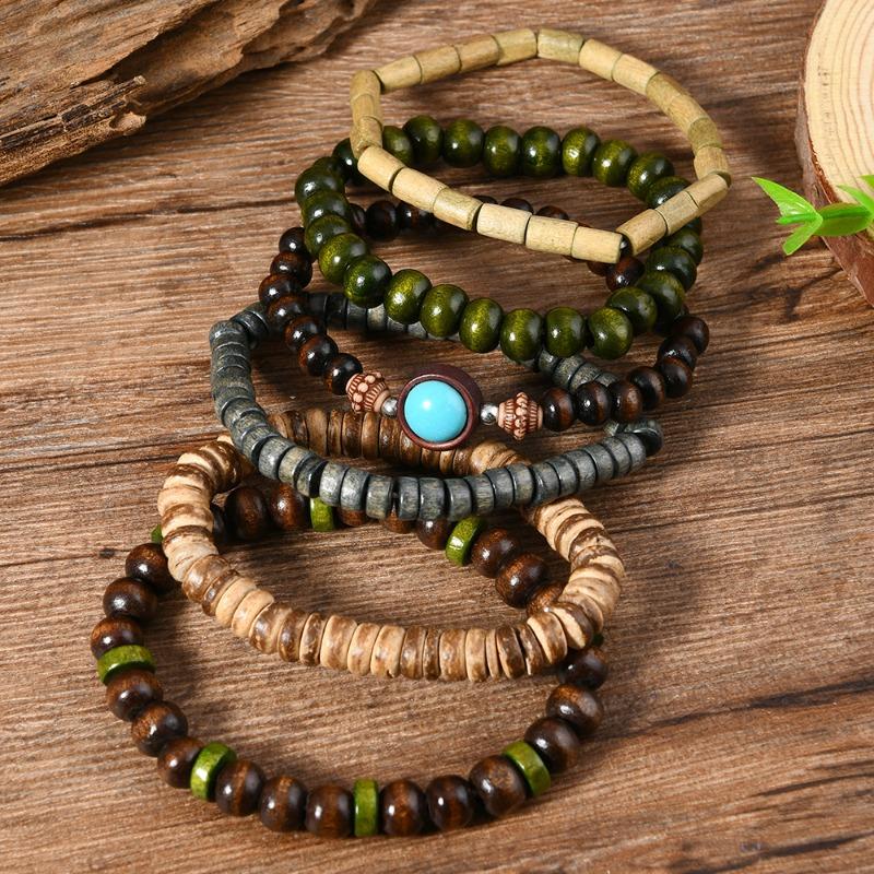 New Coconut Bead Beaded Elastic Line Men's Bracelet Bracelet Bracelet