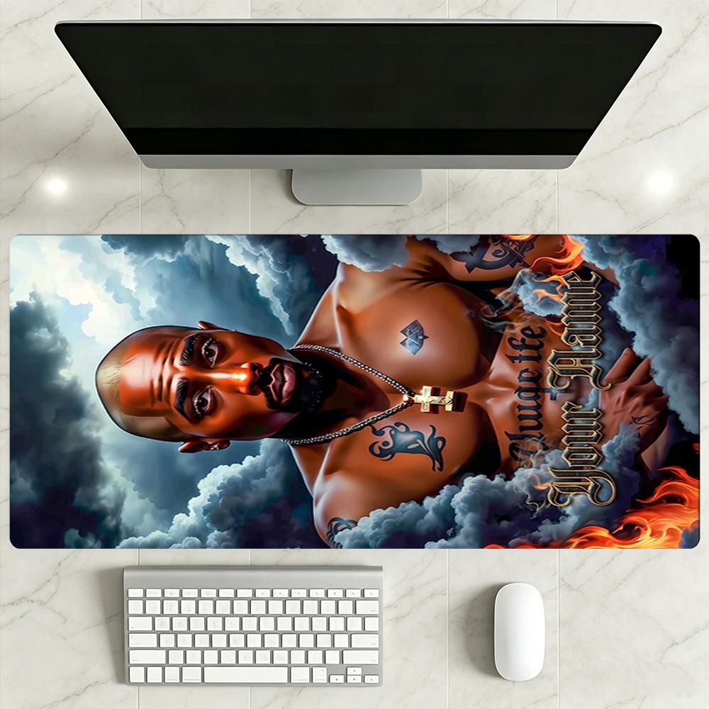 2pac Customizable Name Mouse Pad Keyboard Mat Study Desk Mat Non-Slip Rubber Bottom Computer Decor Item Office Use