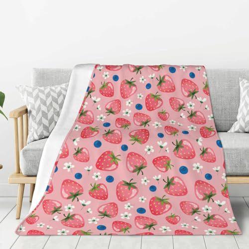 Strawberry Blanket Soft And Comfortable Flannel Plush Portable Sofa Nap Blanket