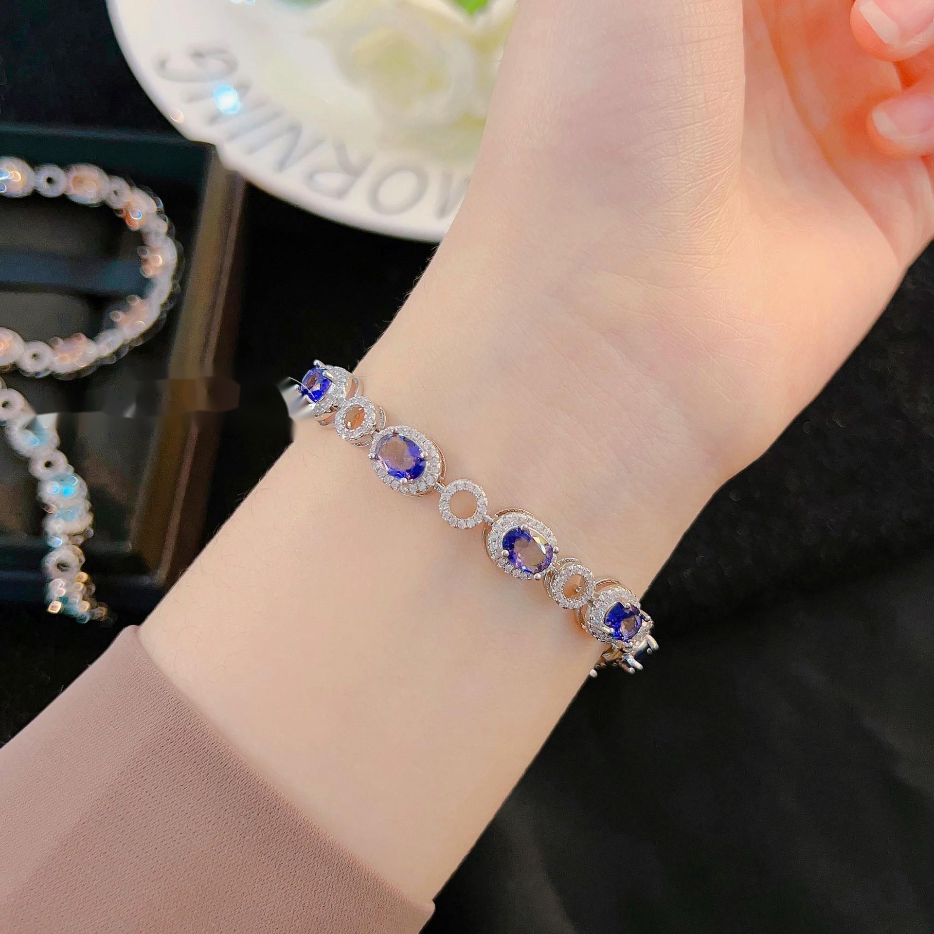 

BELLA BOX Изысканный роскошный браслет ручной работы из овального многоцветного циркония, подходящий для повседневной женской вечеринки, модные украшения фиолетовый