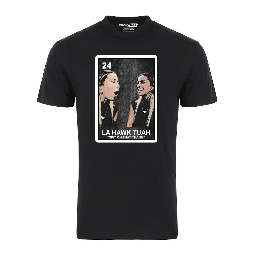 La Hawk Tuah Loteria Style Mexikanisches Bingo Spuck auf das Ding Grafik T-Shirt