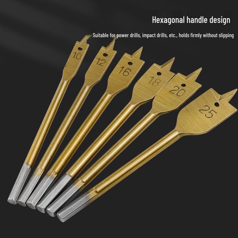 6-Piece Titanium Hex Shank Woodworking Flat Chisel Set for Electric Drills