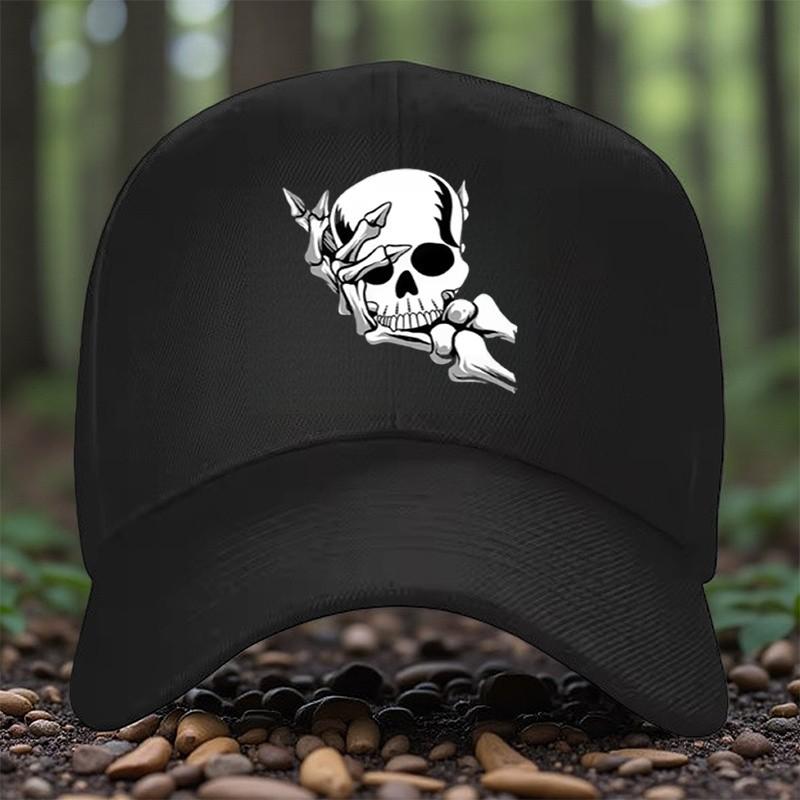 Skull Bones Graphic Baseball Cap Adjustable Polyester Casual Sun Hat for Unisex Women