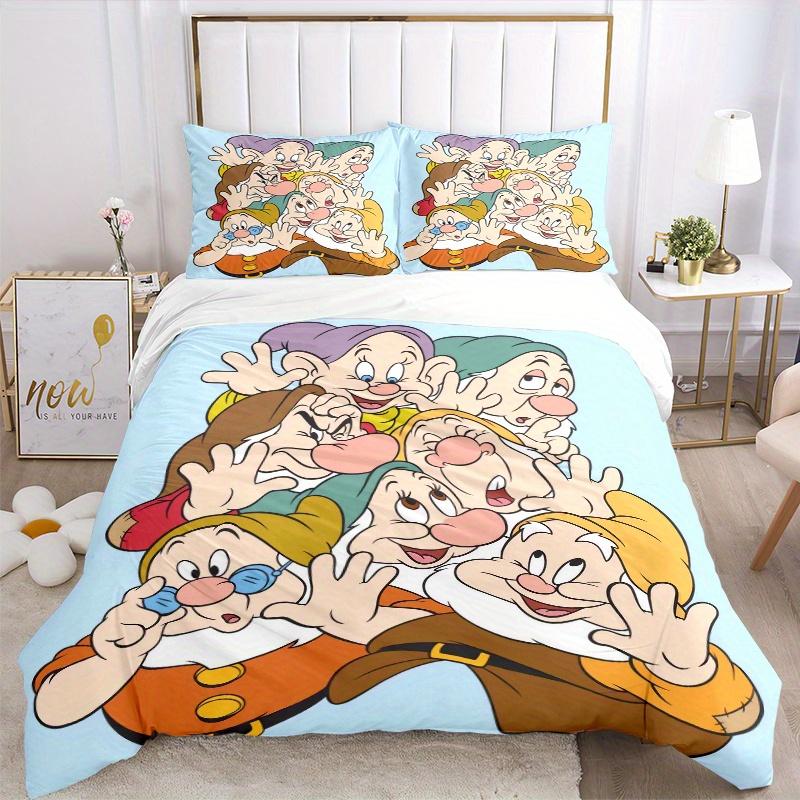 3pcs Happy Dwarfs Bedding Set, Including 1 Quilt Cover and 2 Pillow Shams, Without Filling, Soft and Comfortable Home Bedroom Fabric, Fashionable